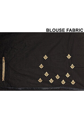 Embroidered Net Saree in Black