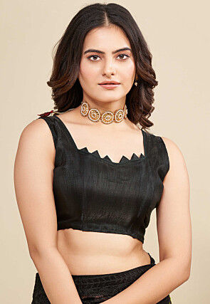 Embroidered Net  Saree in Black