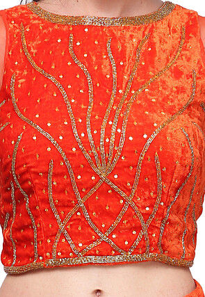 Hand Embroidered Net Saree in Red