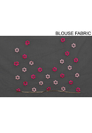 Embroidered Net Scalloped Saree in Black