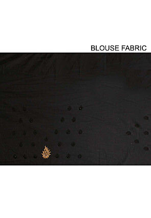 Embroidered Net Scalloped Saree in Black