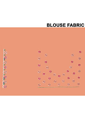 Embroidered Net Scalloped Saree in Peach