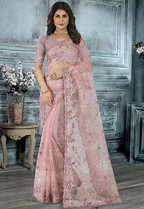 Blush Peach Silk Designer Saree