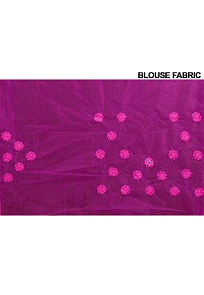 Embroidered Net Scalloped Saree in Pink