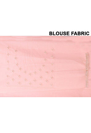 Embroidered Net Scalloped Saree in Pink