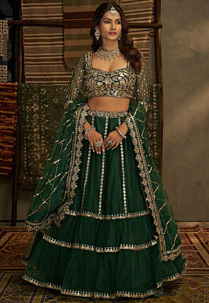 Buy Gorgeous Green Bandhani Printed Silk Festival Wear Lehenga Choli - Zeel  Clothing