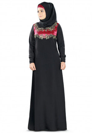 Embroidered Nida Abaya in Black