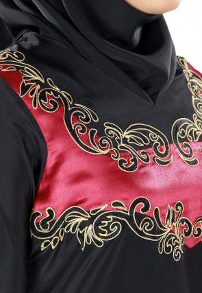 Embroidered Nida Abaya in Black