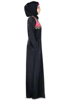 Embroidered Nida Abaya in Black