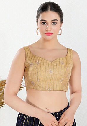 Embroidered Organza Blouse in Golden