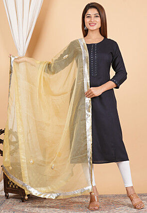 Embroidered Organza Dupatta in Beige