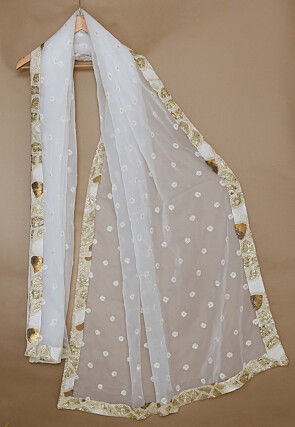 Embroidered Organza dupatta in White