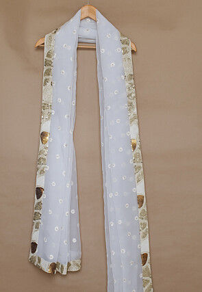 Embroidered Organza dupatta in White