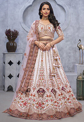 Embroidered Organza Lehenga in Light Purple