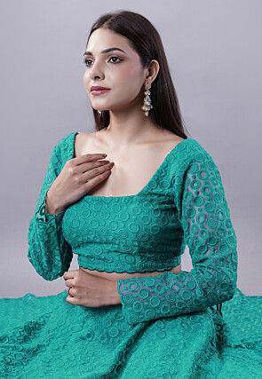 Embroidered Organza Lehenga in Sky Blue