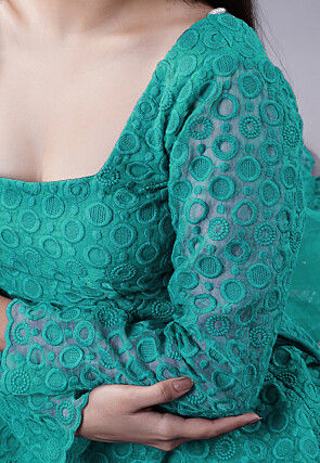 Embroidered Organza Lehenga in Sky Blue