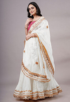 Embroidered Organza Lehenga in White
