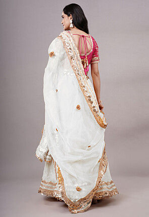 Embroidered Organza Lehenga in White