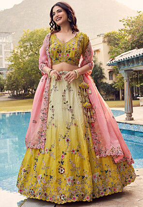 Yellow bridal lehenga on sale