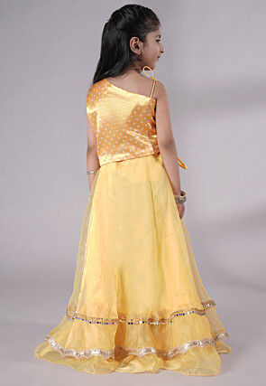 Embroidered Organza Lehenga in Yellow
