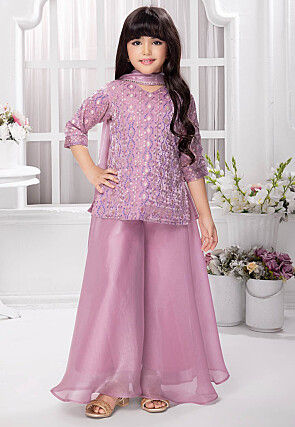 Embroidered Organza Pakistani Suit in Light Purple