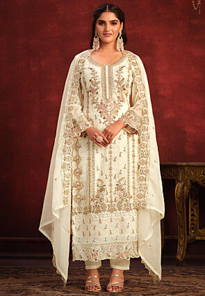 Buy White Pakistani Salwar Kameez Online for Women in USA