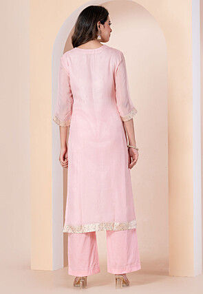 Embroidered Organza Pakistani Suit in Pink
