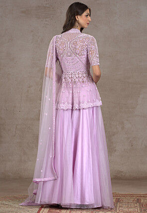 Embroidered Organza Pakistani Suit in Purple