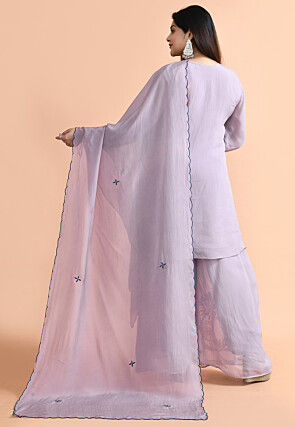 Embroidered Organza Pakistani Suit in Purple