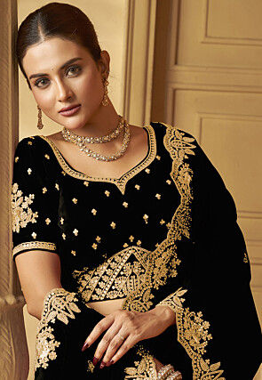 Embroidered Organza Saree in Black