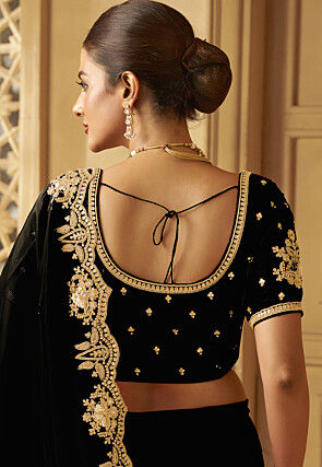 Embroidered Organza Saree in Black