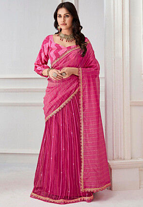 Wonderful Pink And Blue Color Lehenga Style Saree at best price in Chennai-cacanhphuclong.com.vn