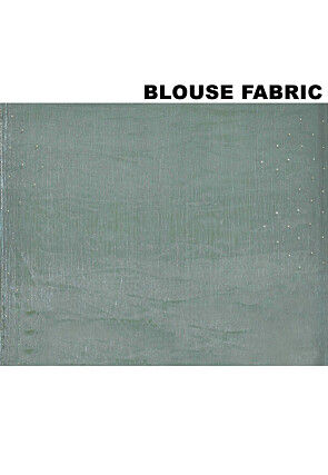 Embroidered Organza Scalloped Saree in Dusty Blue