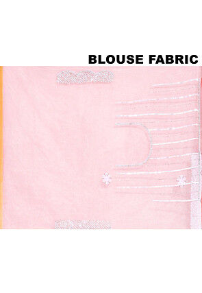 Embroidered Organza Scalloped Saree in Light Pink