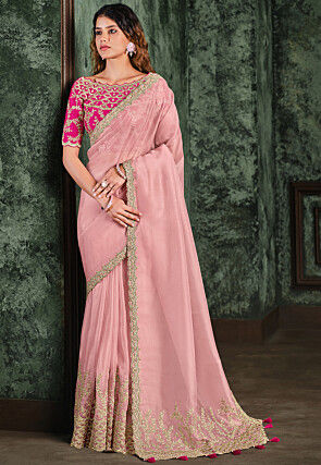 Buy Mahadhya Solid/Plain Bollywood Georgette Pink Sarees Online @ Best  Price In India | Flipkart.com