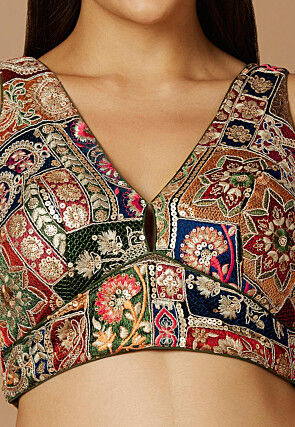 Embroidered Polyester Blouse in Multicolor