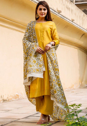 Indian Designer Salwar Kameez Suits Yellow Color Wedding Wear Plazzo Pant  Dress | eBay