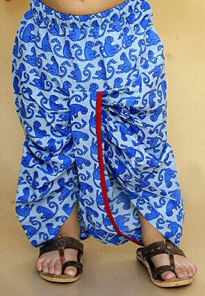 Embroidered Pure Cotton Kurta Set in Light Blue