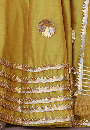 Embroidered Pure Cotton Lehenga in Light Olive Green