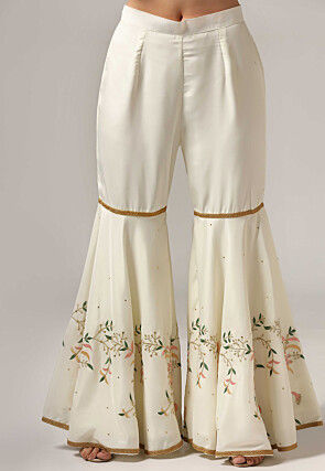 Embroidered Pure Crepe Pakistani Suit in Cream
