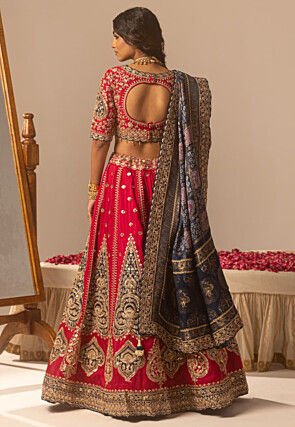 Pure Tussar Silk Lehenga in Fuchsia