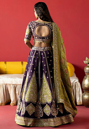 Pure Tussar Silk Lehenga in Violet