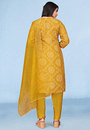 Embroidered Pure Viscose Silk Pakistani Suit in Mustard