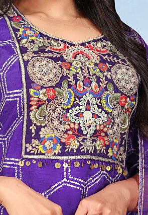 Embroidered Pure Viscose Silk Pakistani Suit in Purple