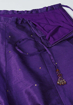 Embroidered Raw Silk Lehenga in Purple