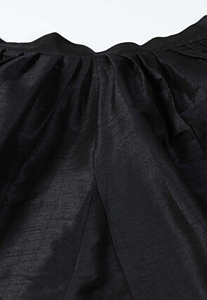 Embroidered Raw Silk Punjabi Suit in Black