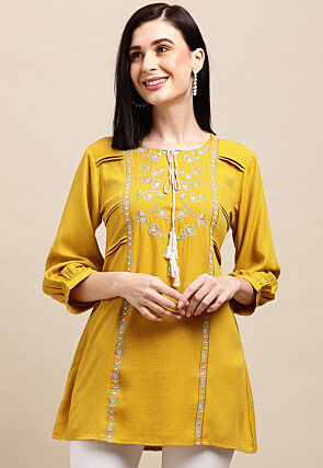 Buy DHRUVI TRENDZ Women's Rayon Regular Fashion Vest (zayoki_Yellow at  Amazon.in