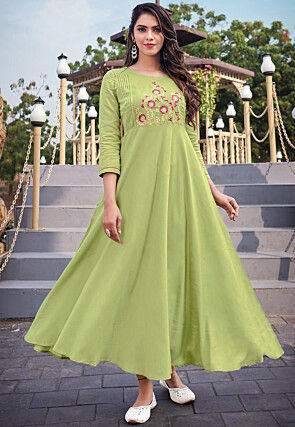 Lime green gota dress by Floral Tales | The Secret Label