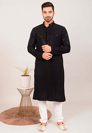 Black kurta white pajama for men 2025