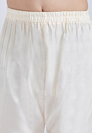 Embroidered Rayon Kurta Set in Light Grey